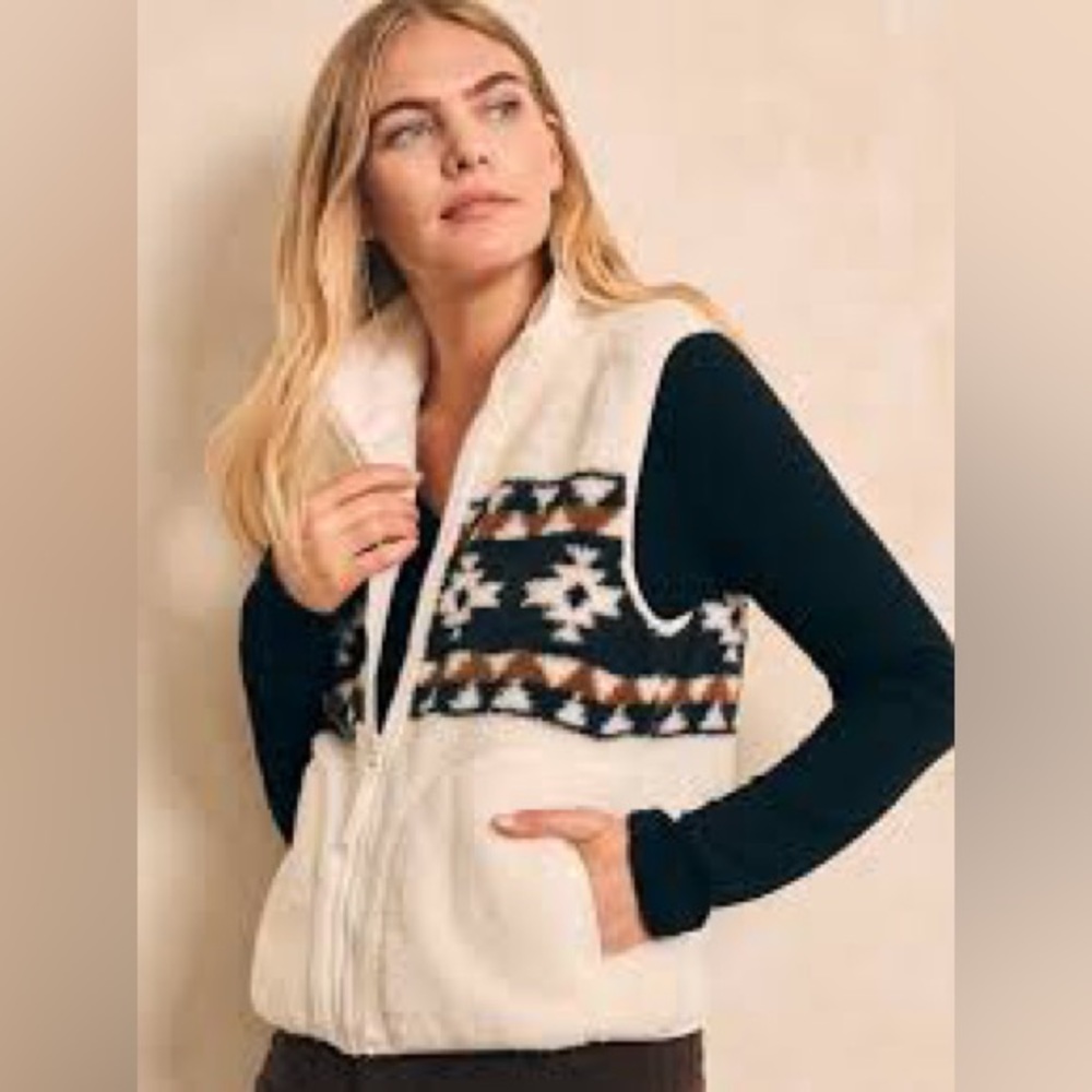 Faherty Brand B Yellowtail Native Designed Fleece Vest Size XS